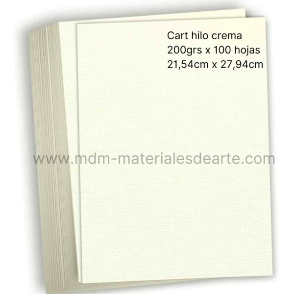 Paquete 100 cartulinas - Hilo Crema 21,54cm x 27,94cm (carta) /200grs