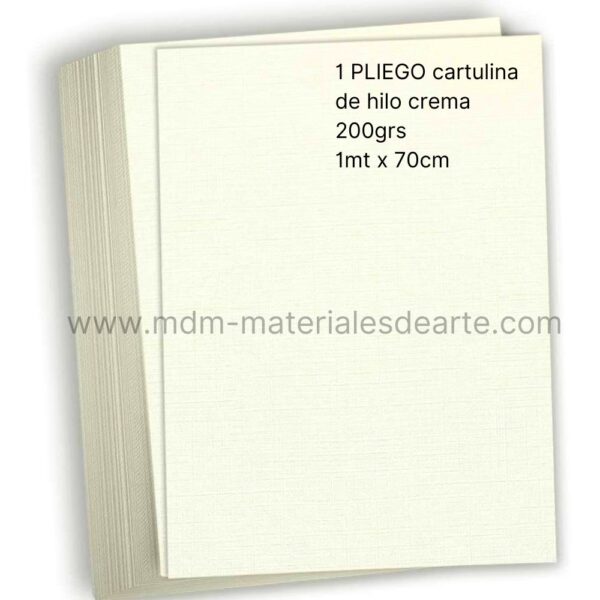 Pliego - Cartulina de hilo crema 1mt x 70cm / 200grs