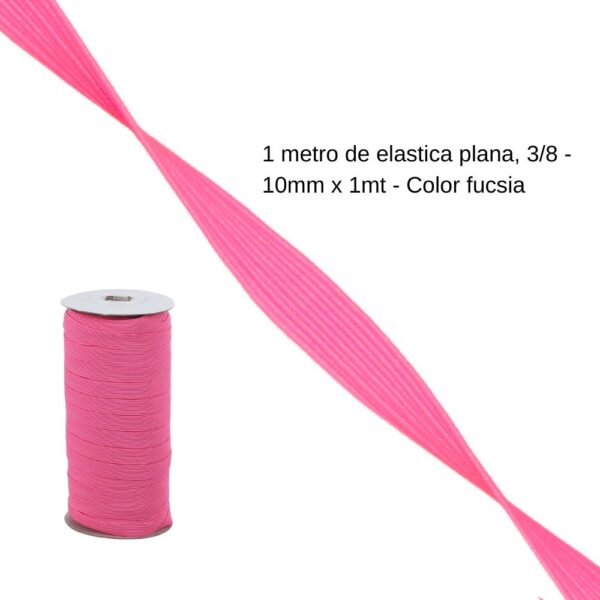 Elastica plana 3/8 (10mm) - Color fucsia (1 metro) (9558)