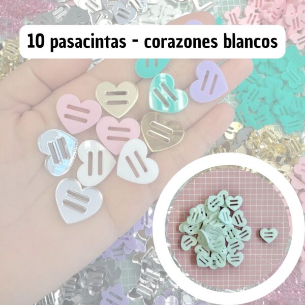 Pasacintas 10 unidades - Corazon blanco (3182)